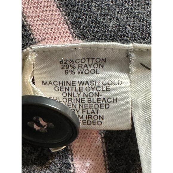 Ann Taylor Loft Cardigan Striped Button-Front Gray Pink Stripes Size Medium - Picture 9 of 9